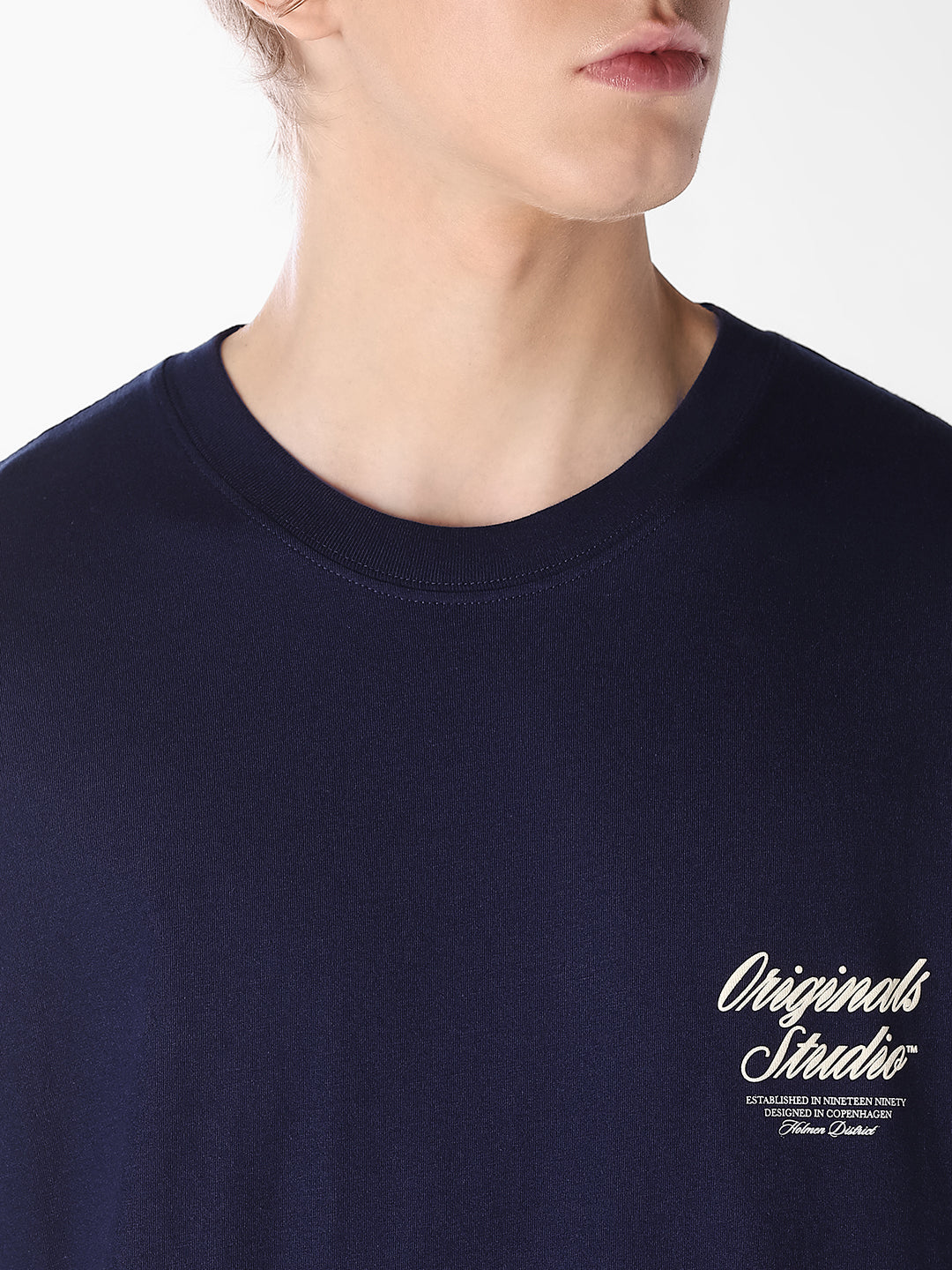 Blue Typographic Crew Neck T-shirt