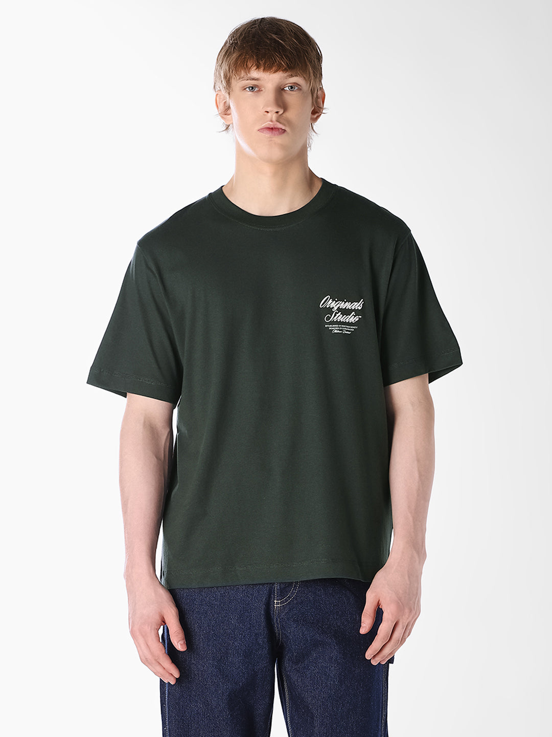 Green Typographic Crew Neck T-shirt