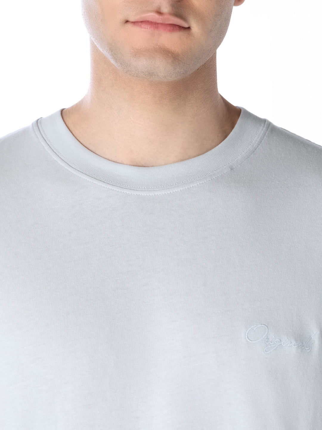 Light Blue Printed Boxy Fit T-shirt