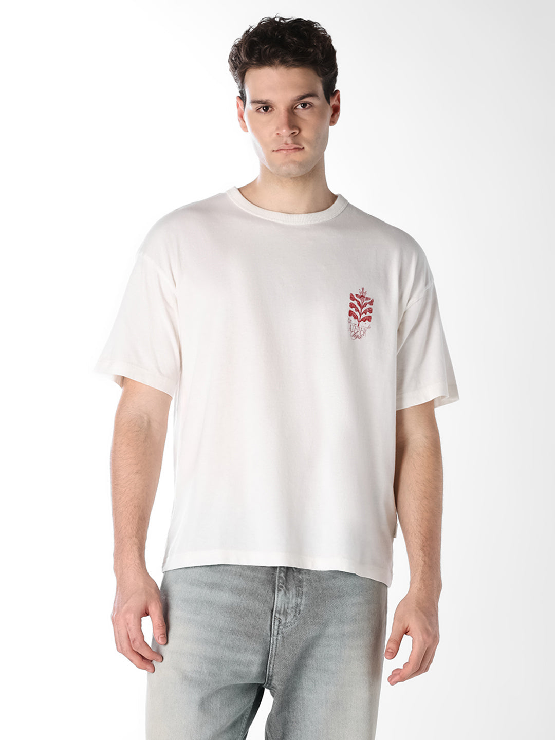 White Printed Back Boxy Fit T-shirt