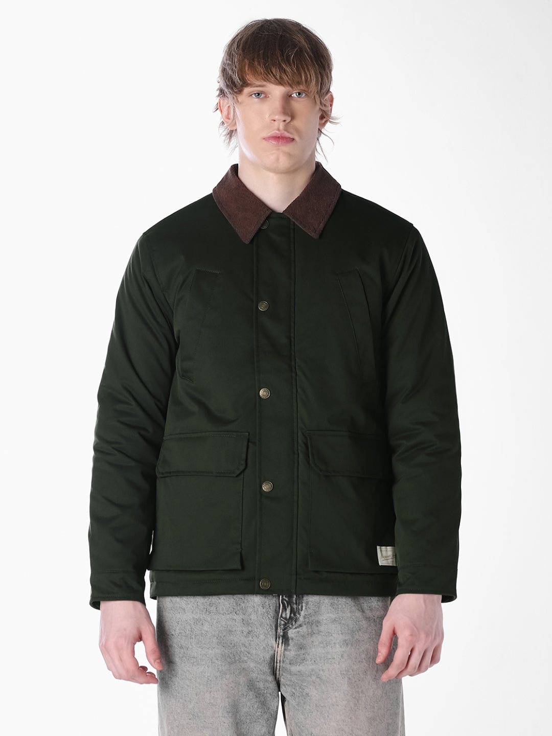 Green Padded Regular Fit Jacket