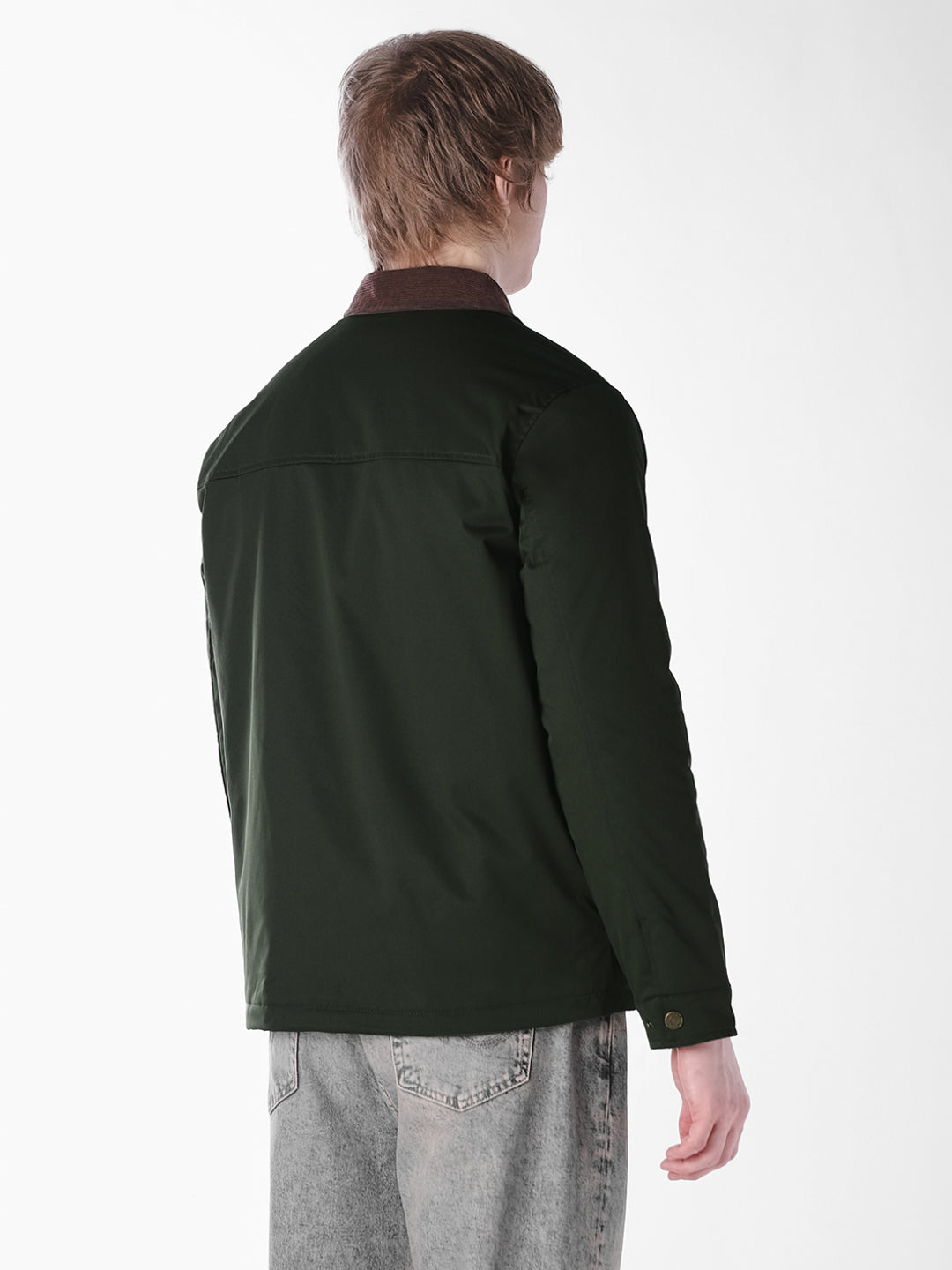 Green Padded Regular Fit Jacket