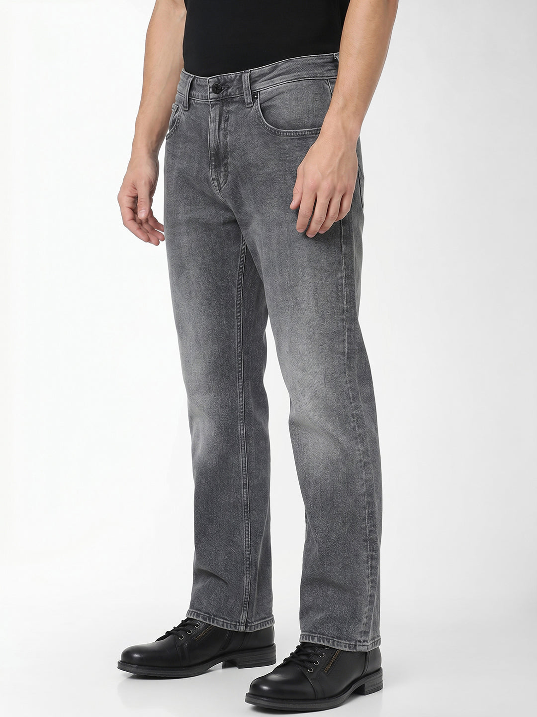 Grey Light Wash Bootcut Jeans