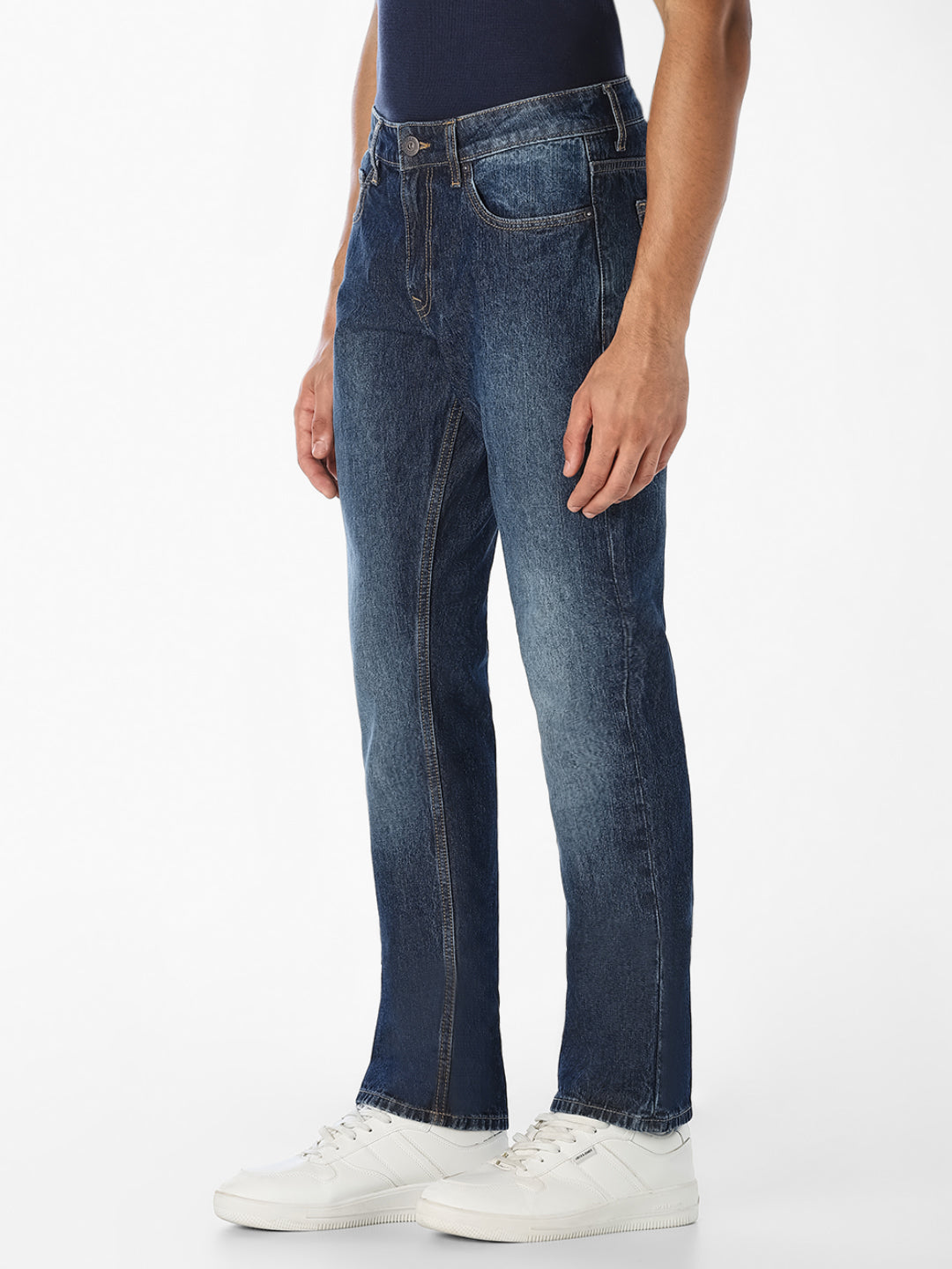 Dark Blue Washed Regular Fit Jeans