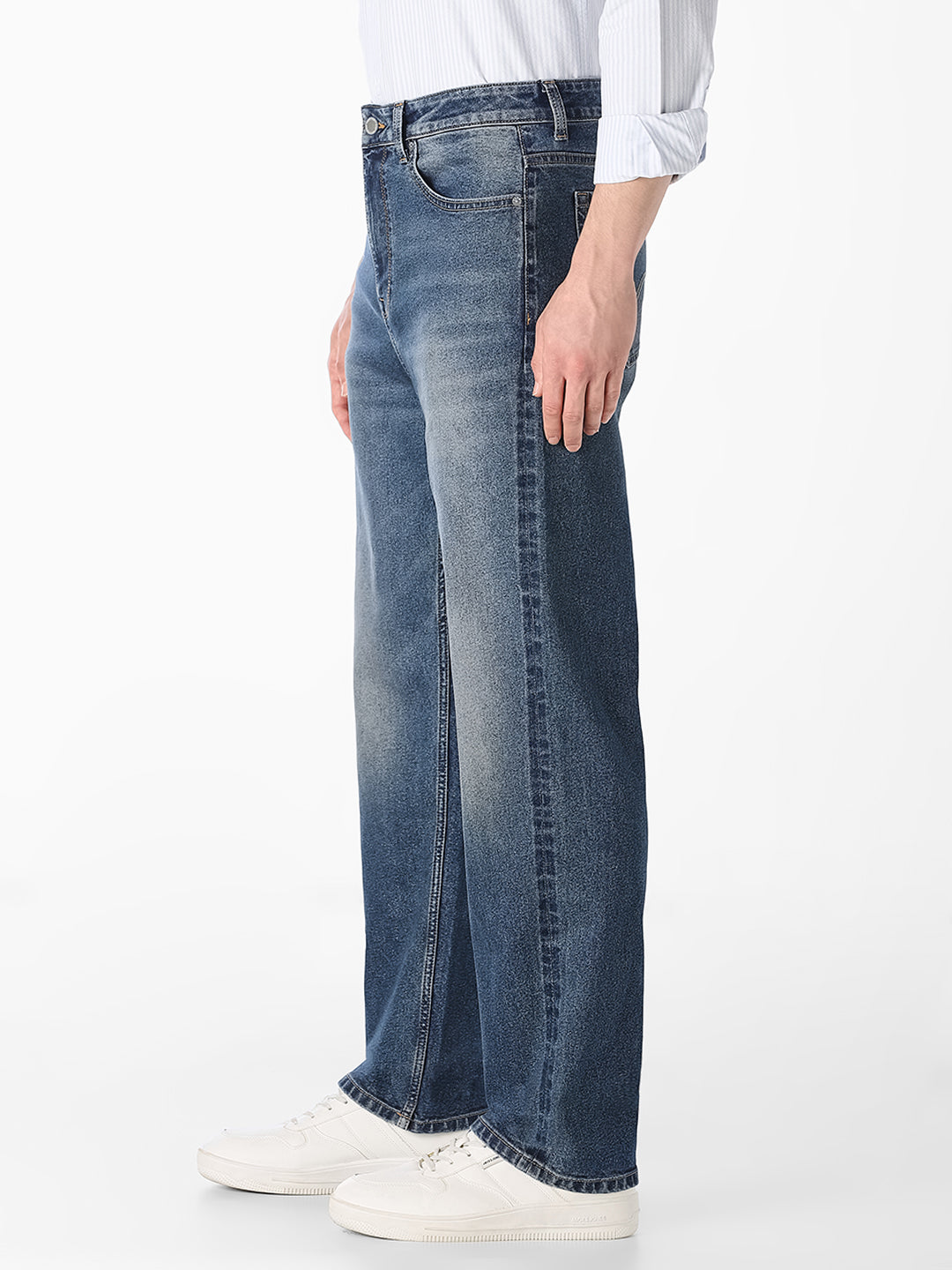 Blue Dario Cropped Loose Fit Jeans