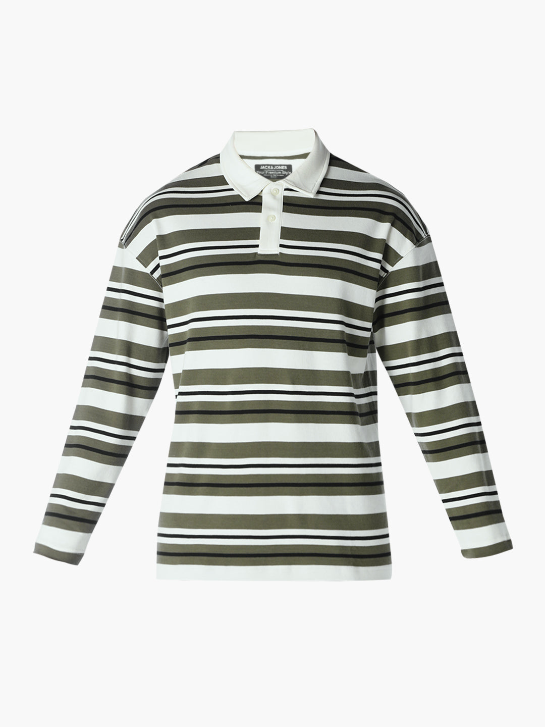 Green Striped Oversized Fit polos