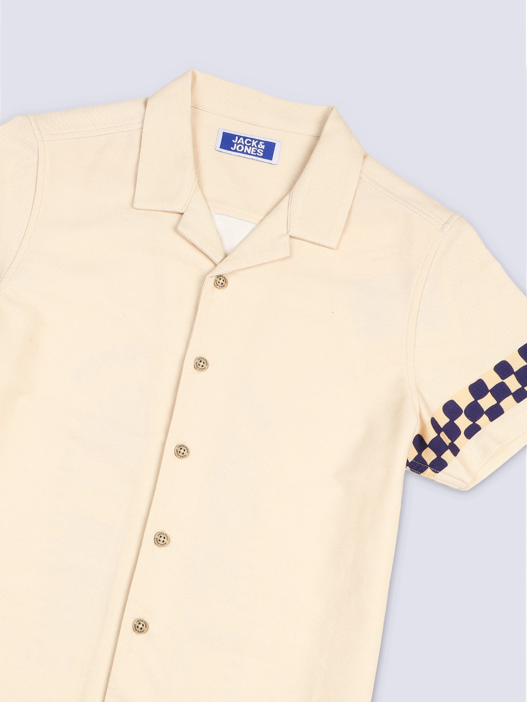 Boys Beige Printed Shirt