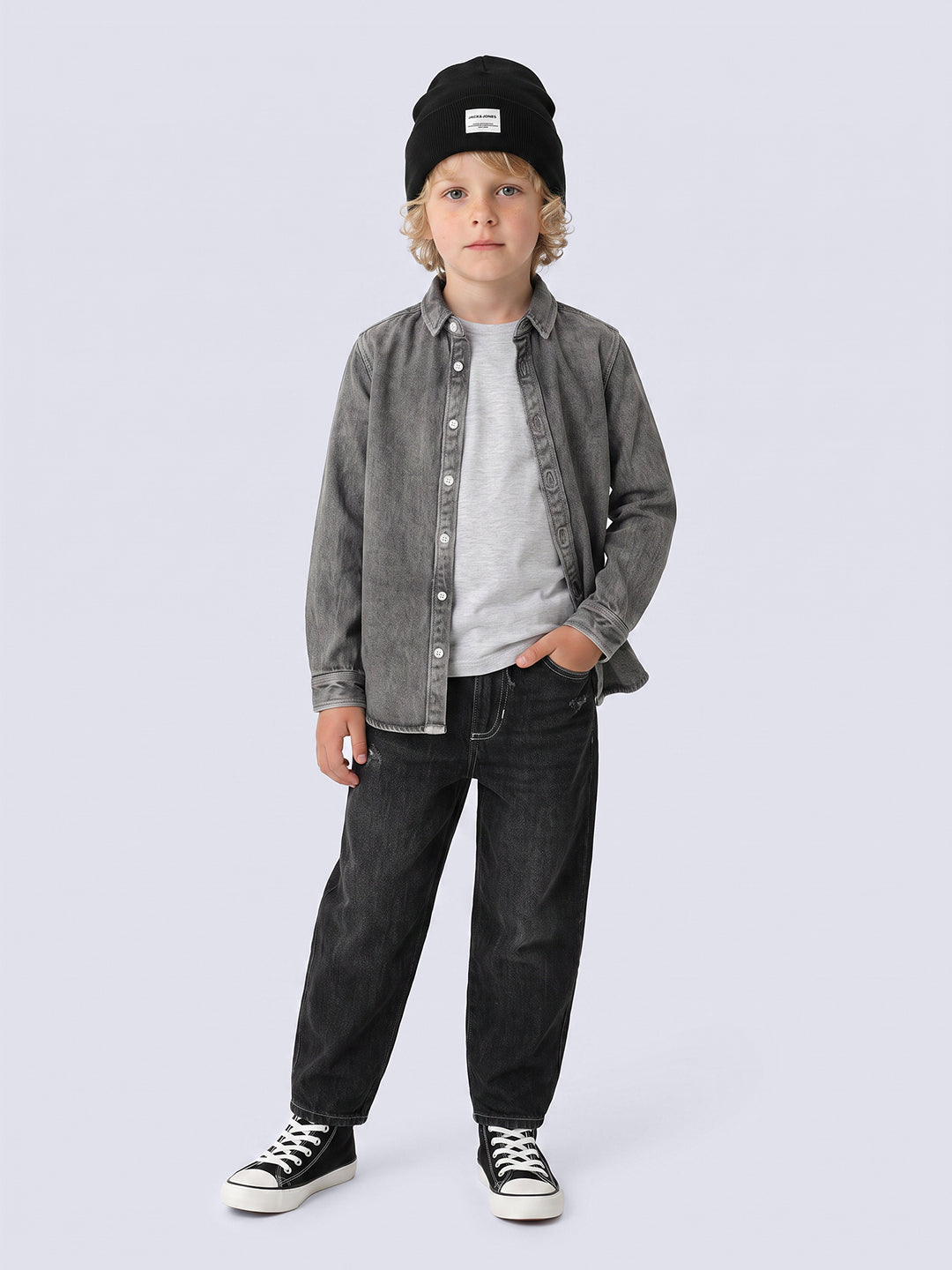Boys Dark Grey Washed Shirt