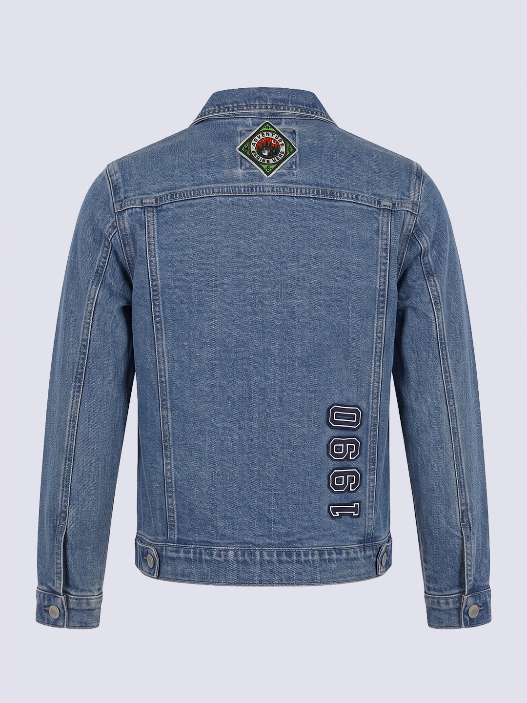 Boys Blue Patchwork Printed Jacket