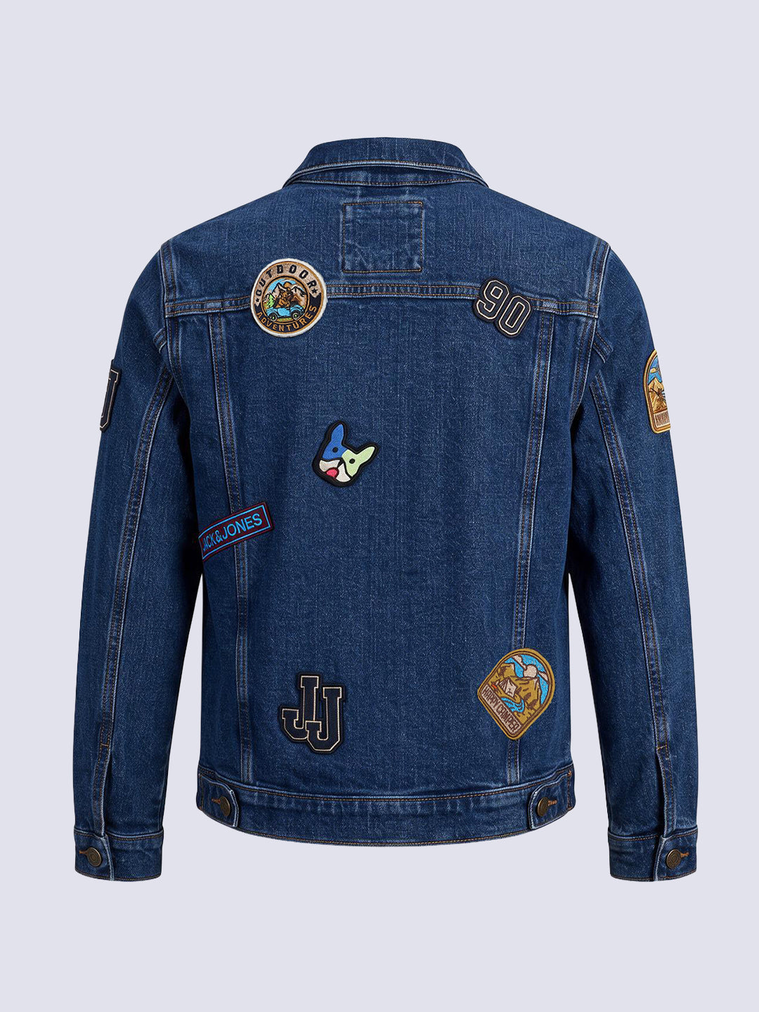 Boys Dark Blue Patchwork Printed Jacket