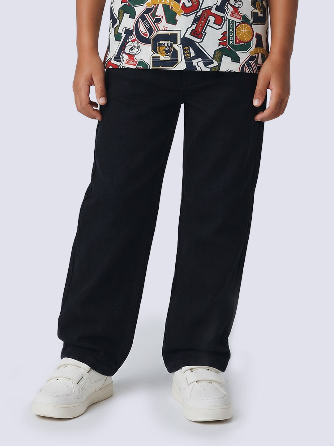 Boys Black Cotton Blend Jeans