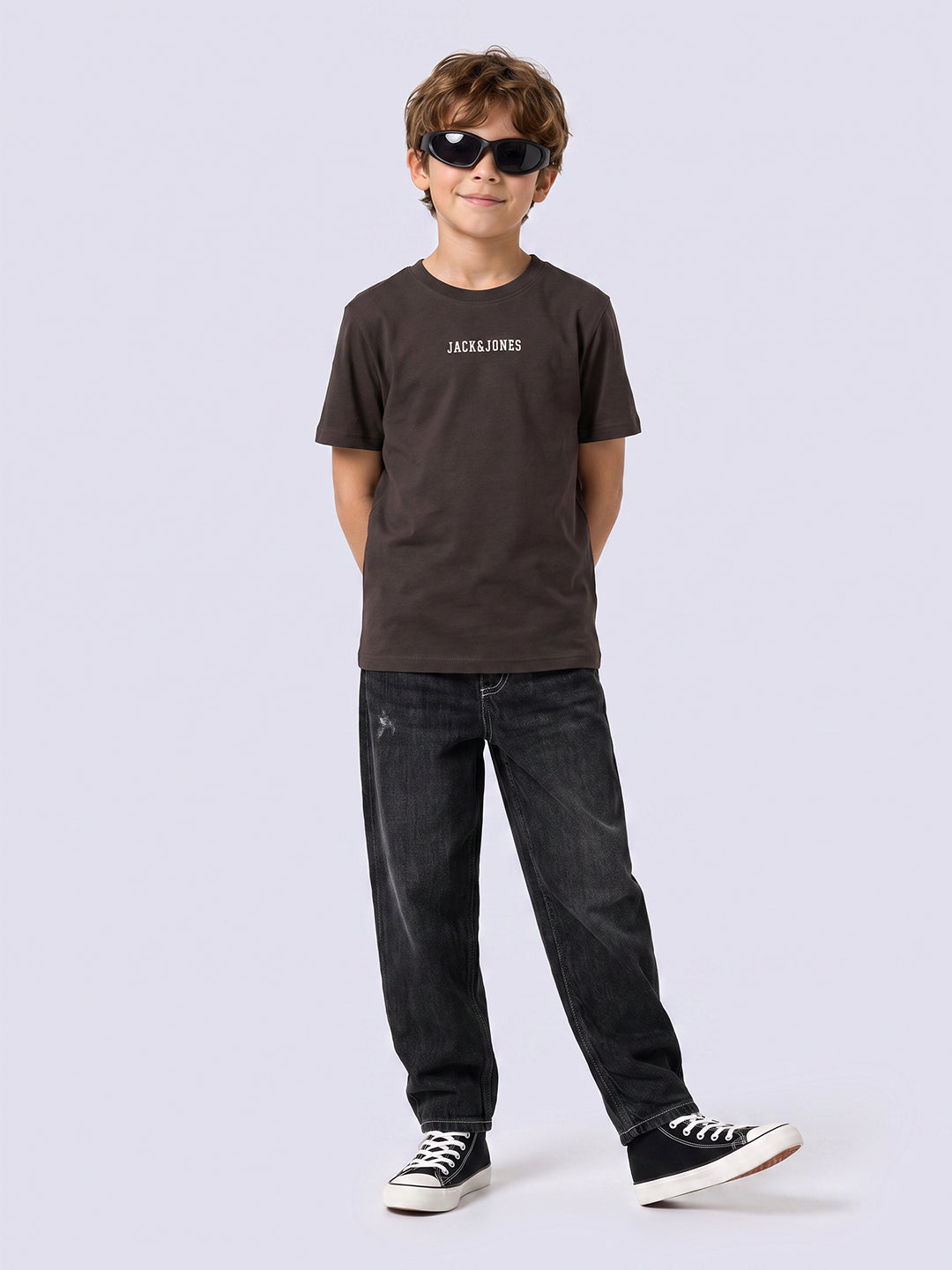 Boys Brown Printed T-shirt