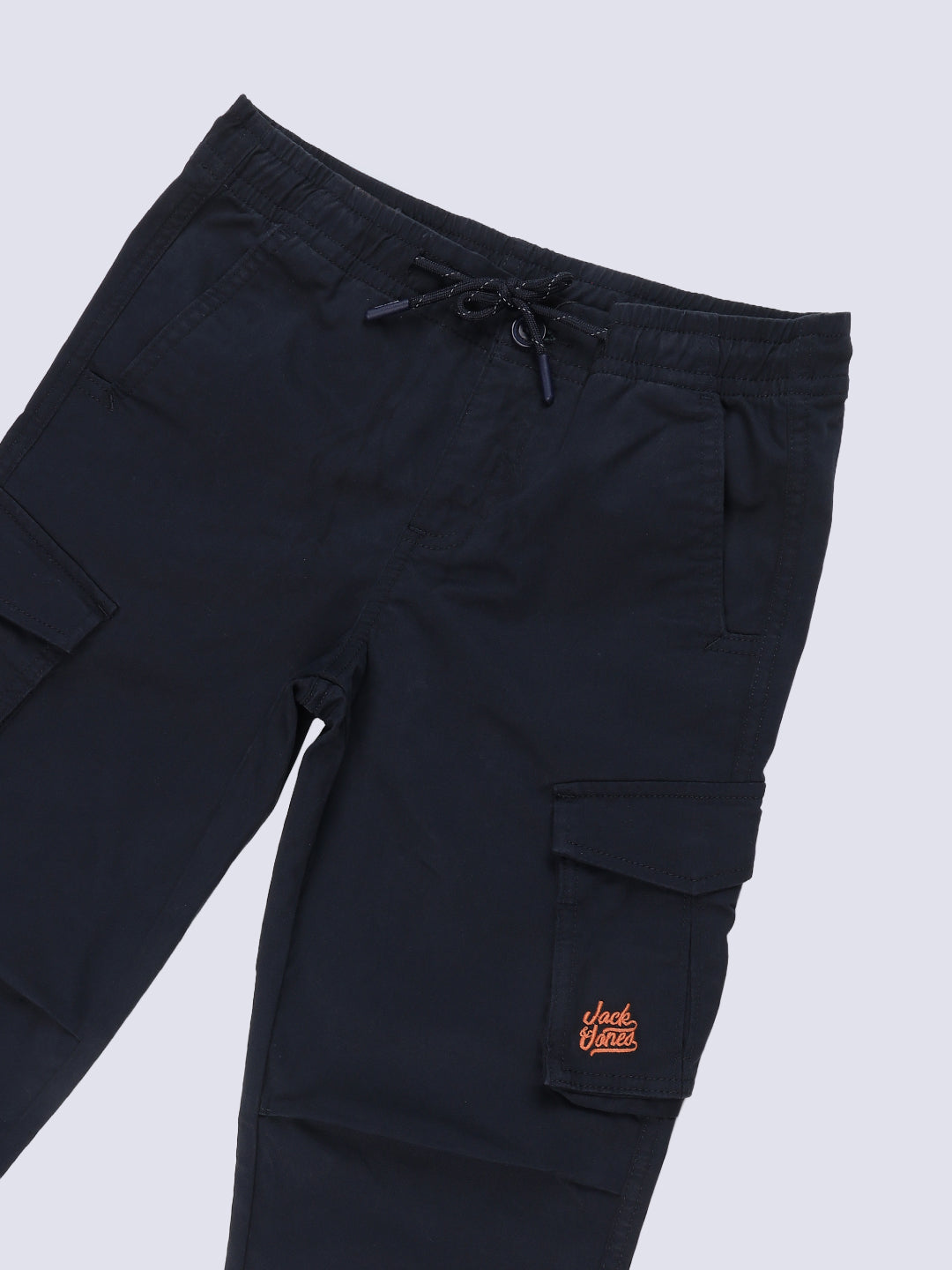 Boys Navy Blue Regular Fit Cargos