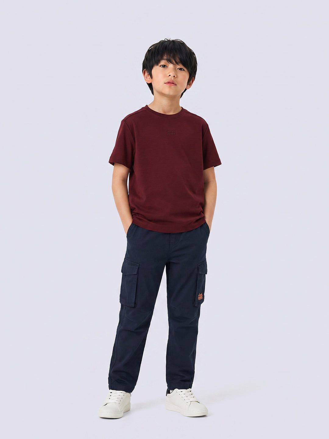 Boys Navy Blue Regular Fit Cargos