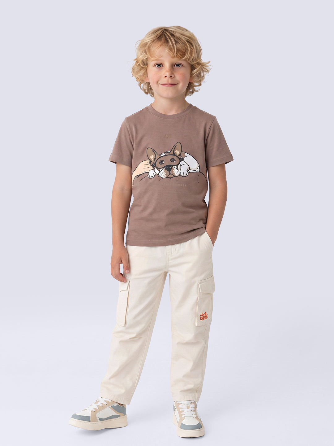 Boys Off-White Regular Fit Cargos