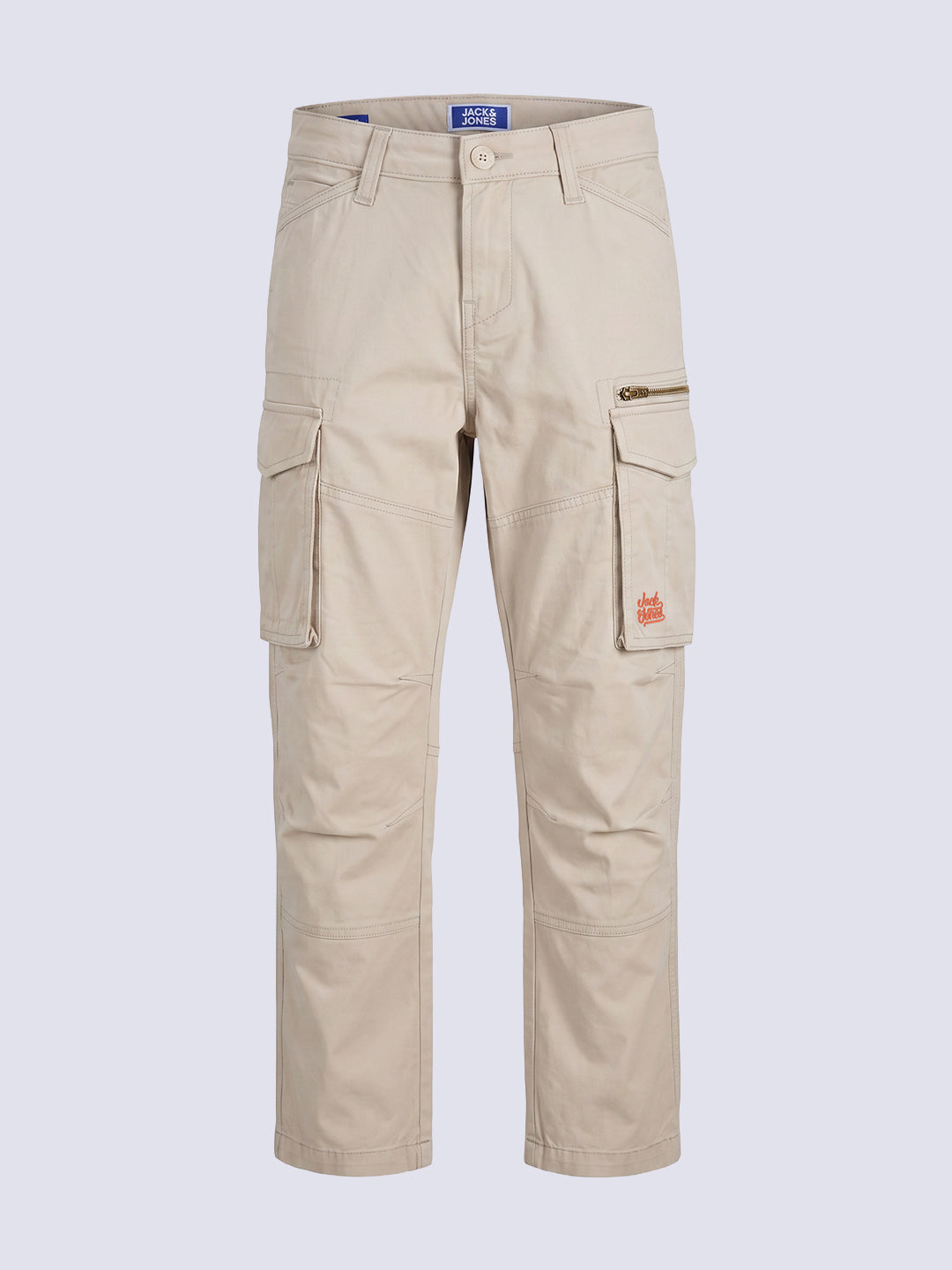 Boys Beige Regular Fit Cargos