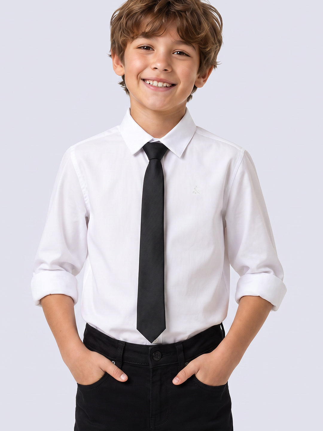 Boys White Slim Fit Shirt