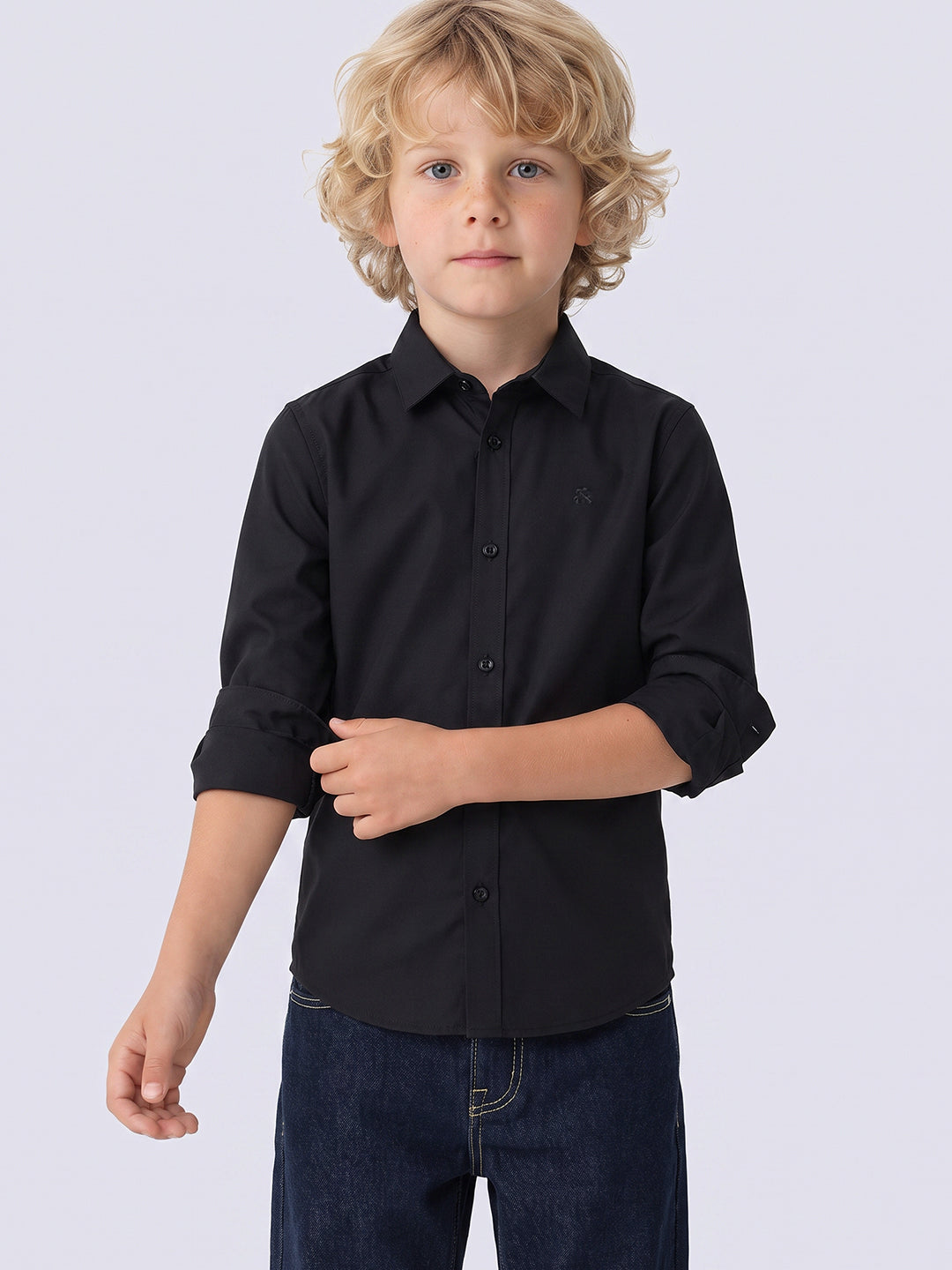 Boys Black Slim Fit Shirt