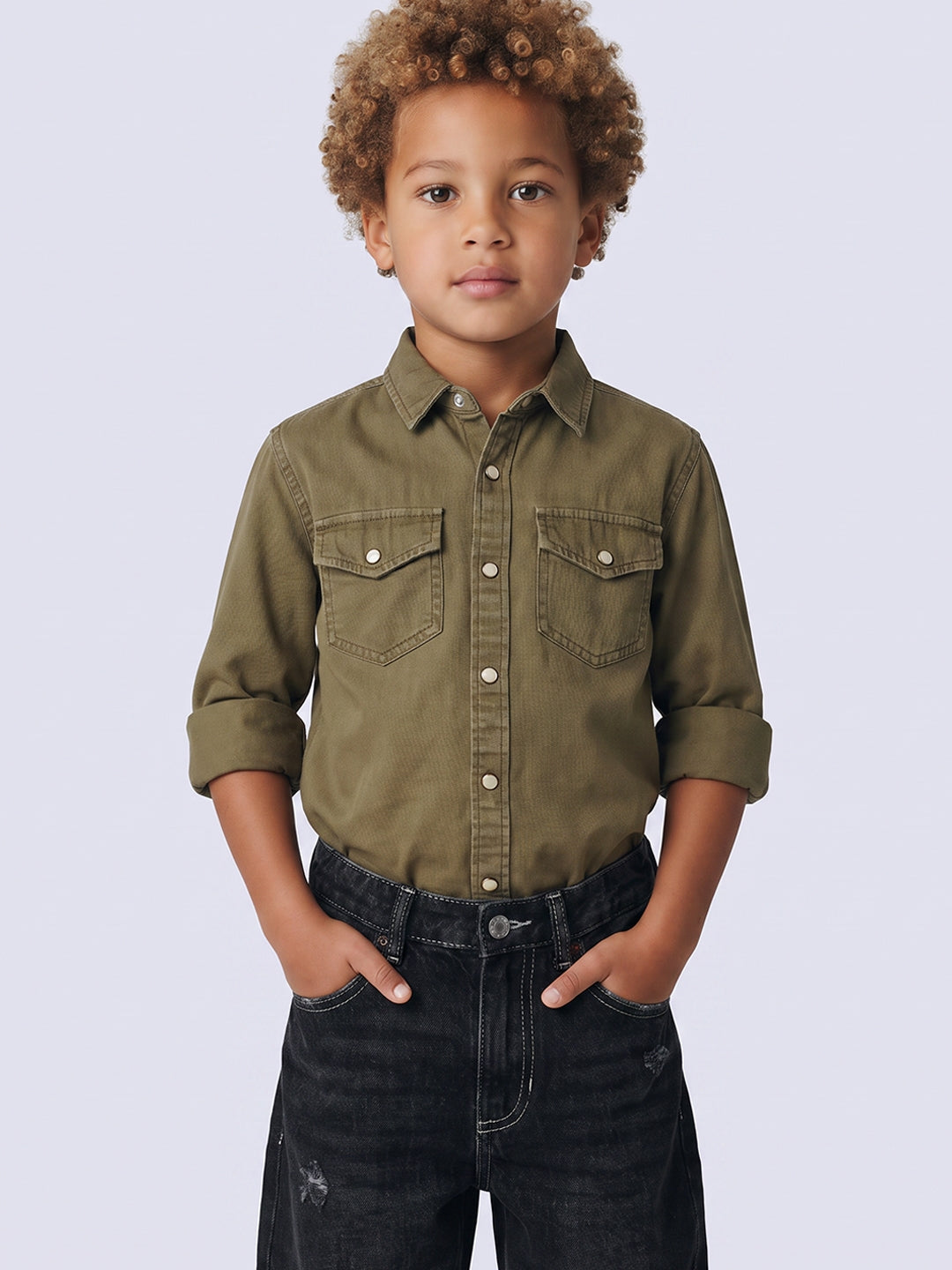 Boys Green Cotton Shirt