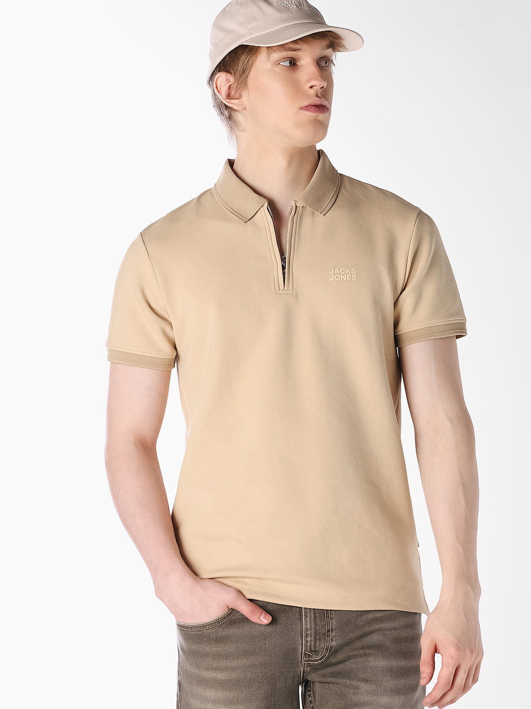 Beige Knitted Polo