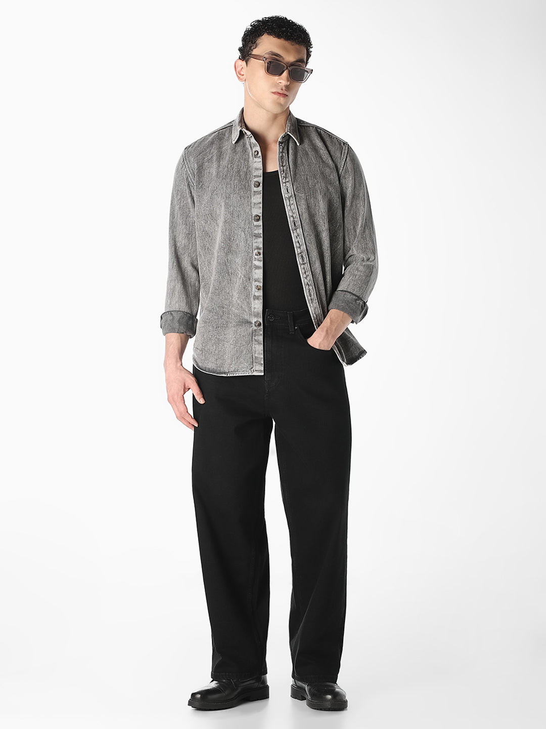 Black 5 Pocket Loose Fit Jeans
