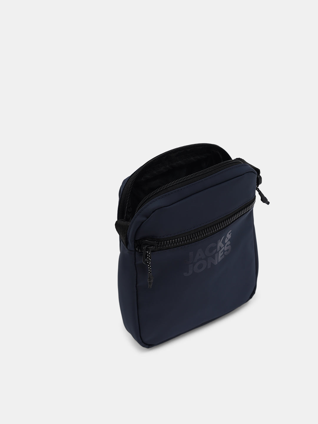 Navy Blue Logo Print Crossbody Bag