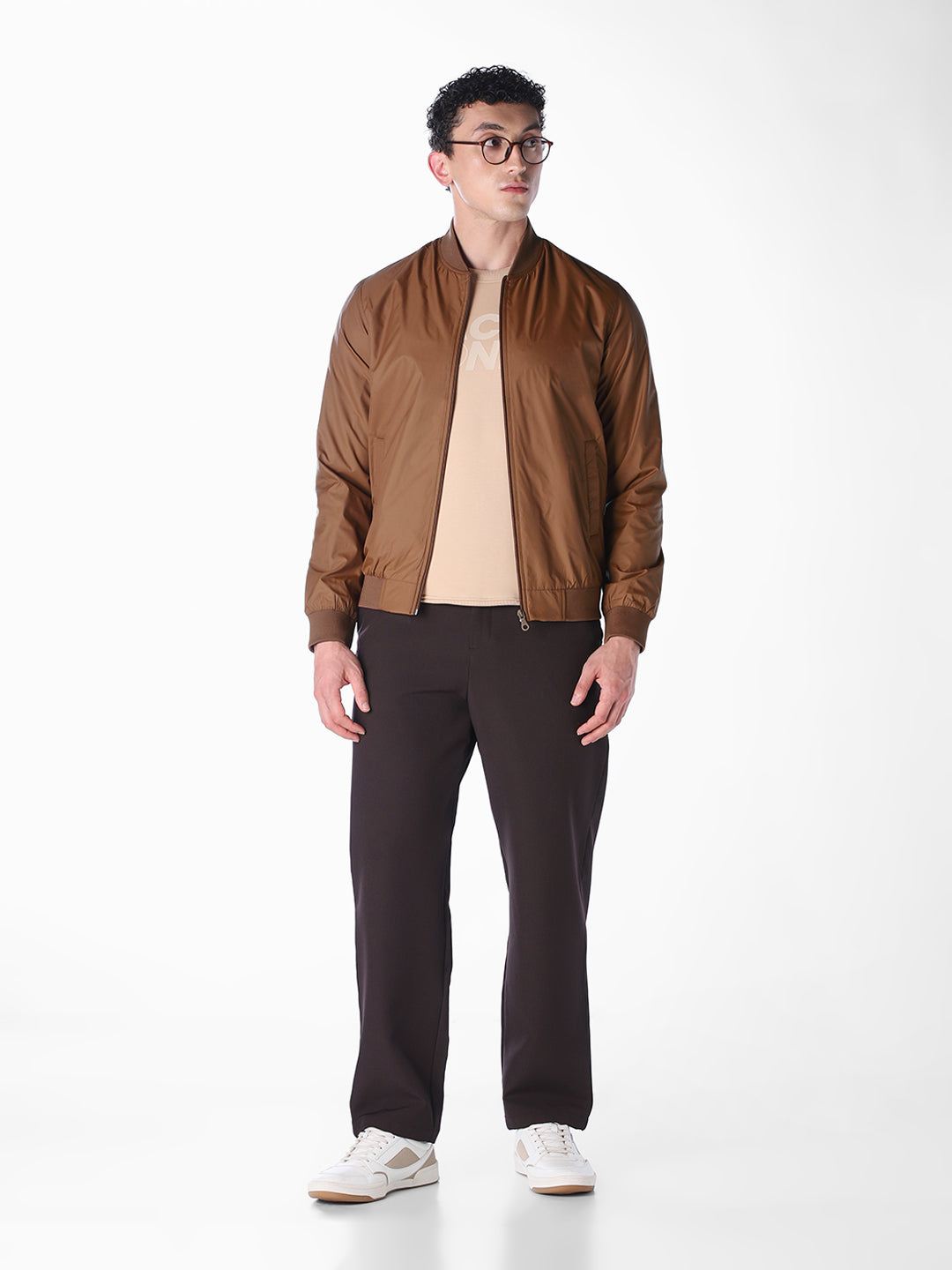 Grey Solid Regular Fit Bomber Jacket