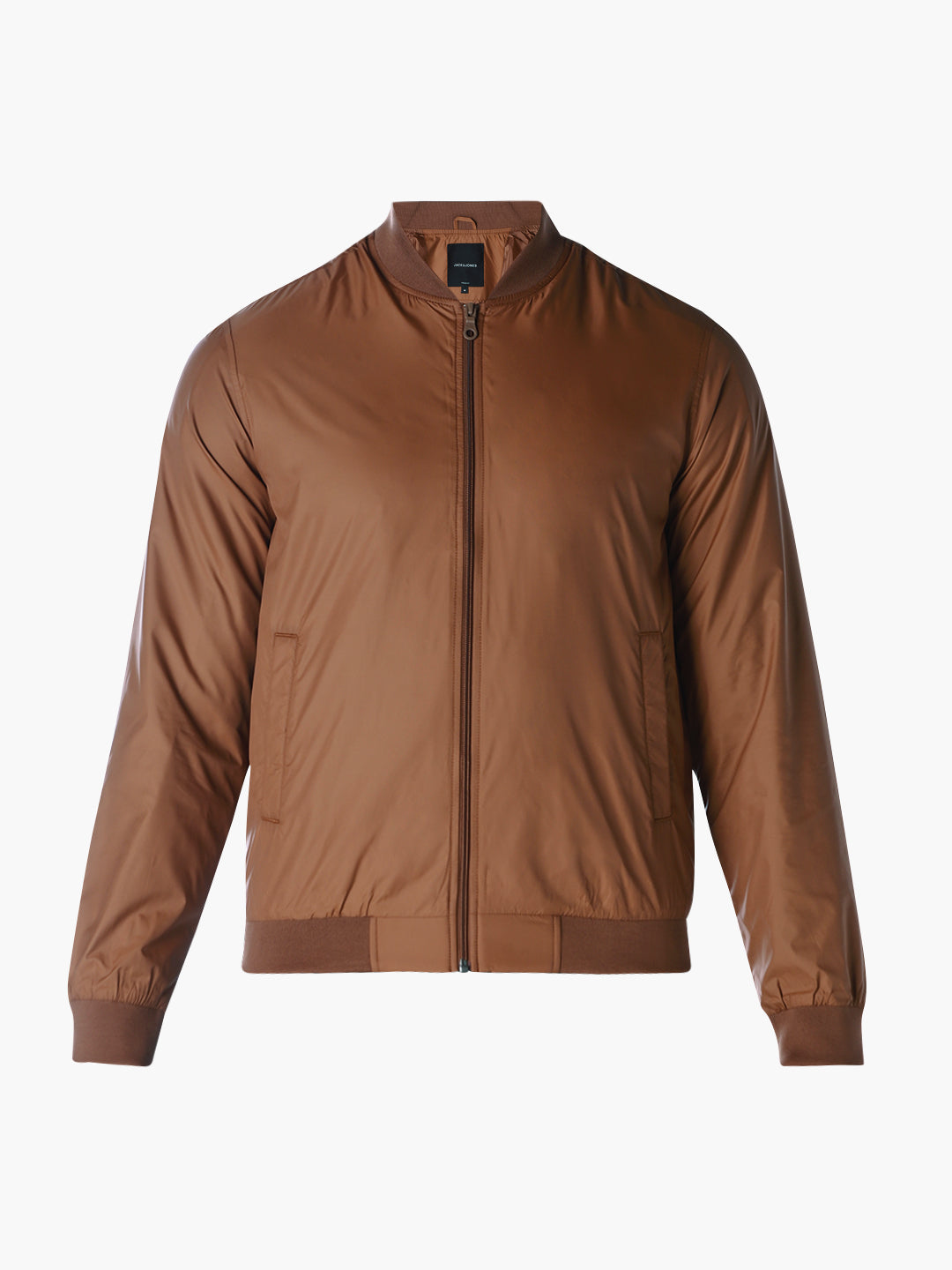 Grey Solid Regular Fit Bomber Jacket