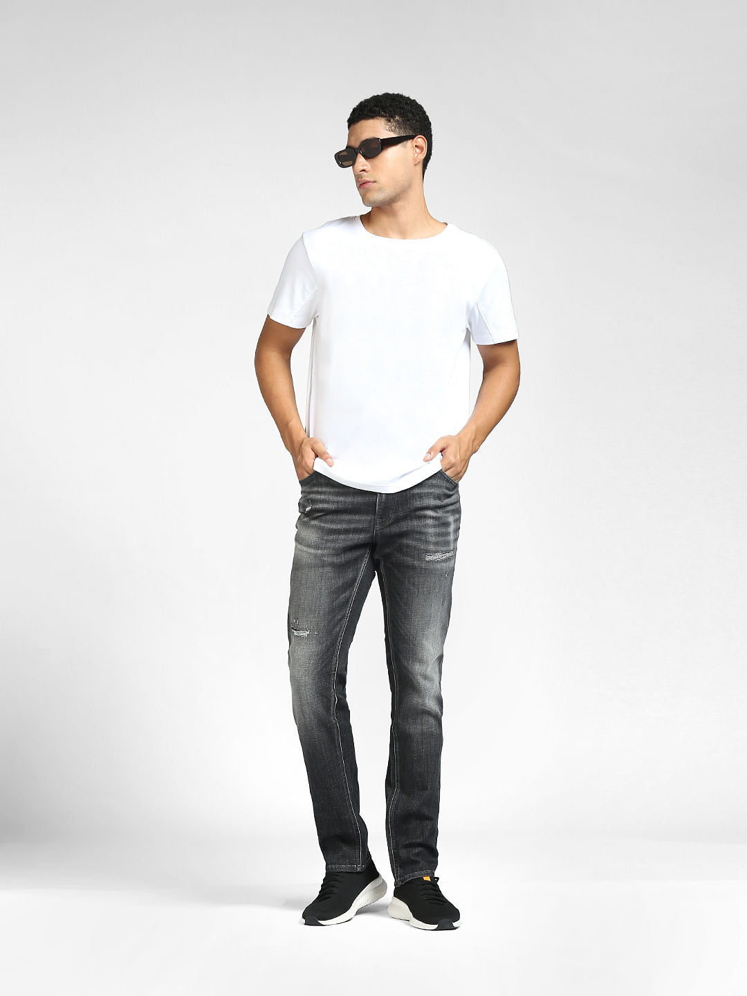 Black Low Rise Ben Ripped Skinny Jeans - 28/30