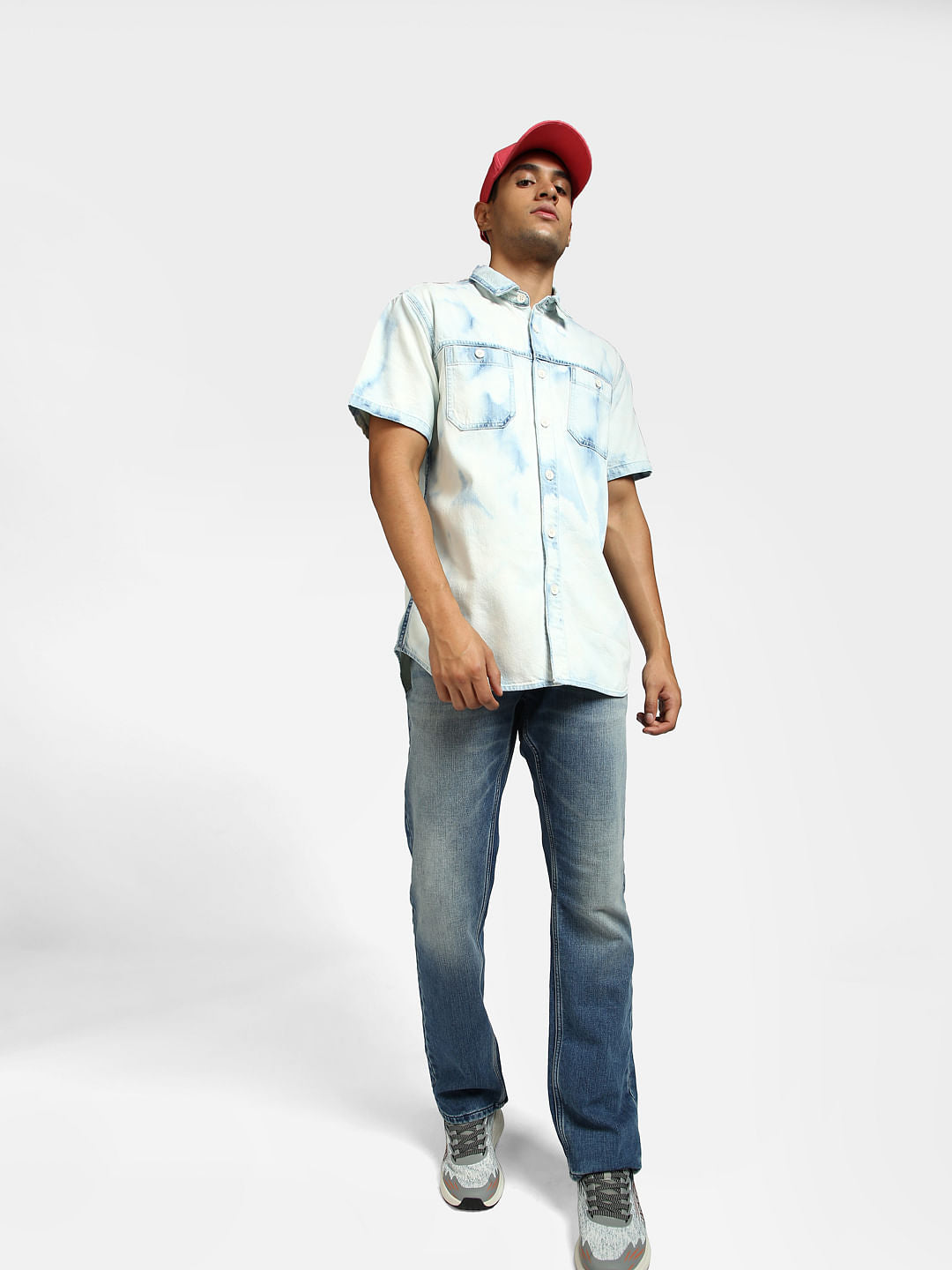 Blue Denim Half Sleeves Shirt - S