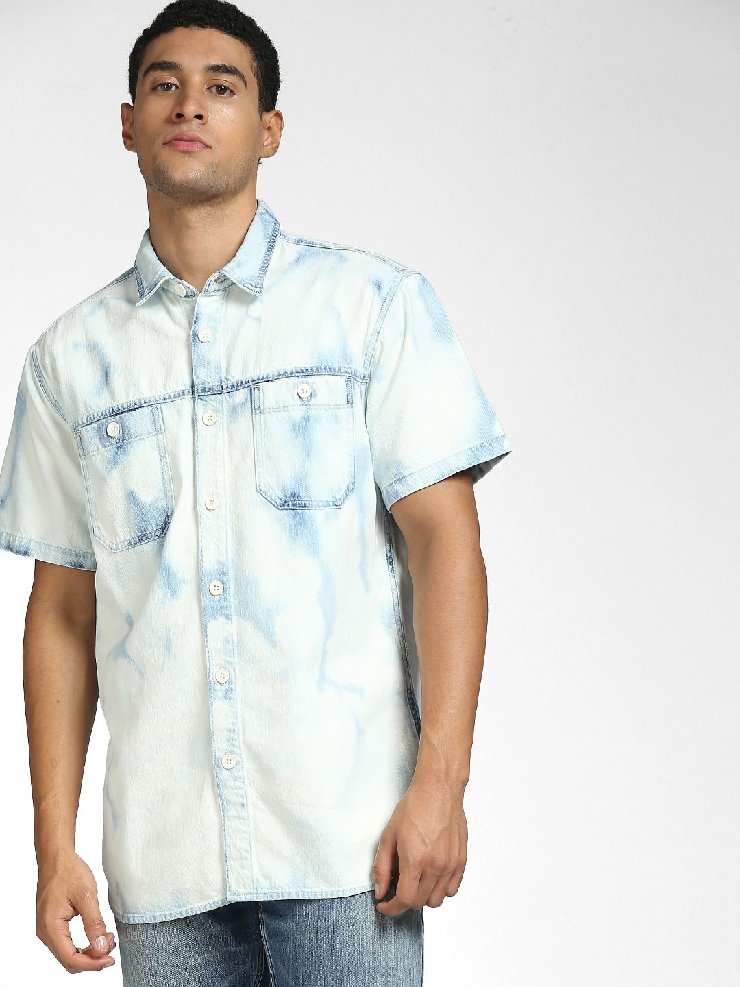 Blue Denim Half Sleeves Shirt