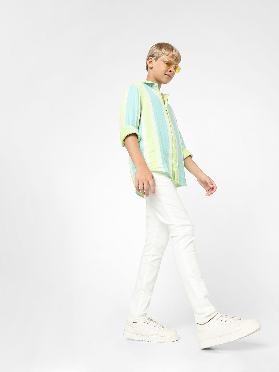 Boys Off-White Mid Rise Glenn Slim Jeans - 4/5Y