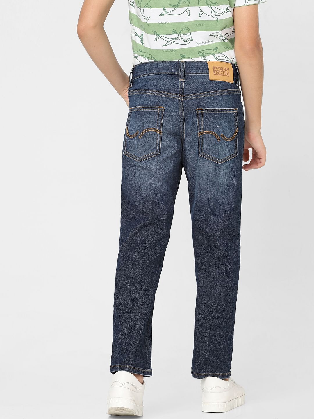 Boys Dark Blue Mid Rise Clark Regular Fit Jeans