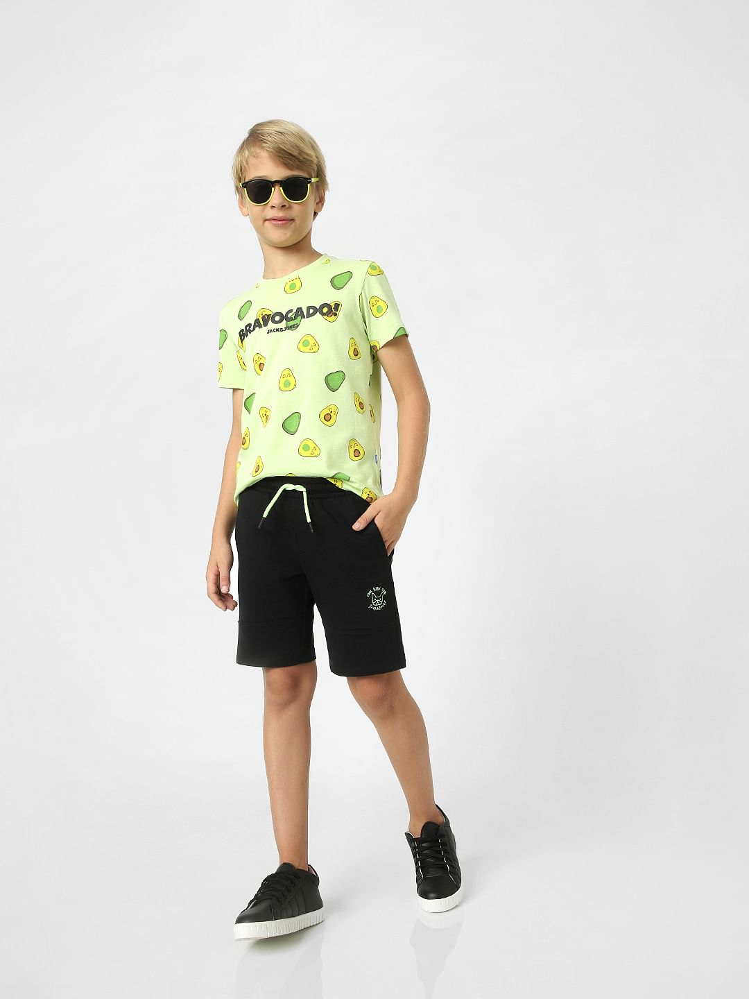 Boys Black Cotton Sweatshorts - 4/5Y