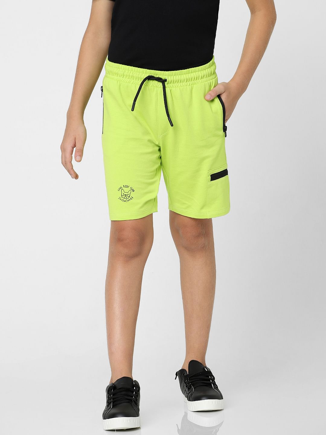 Boys Green Cotton Sweatshorts