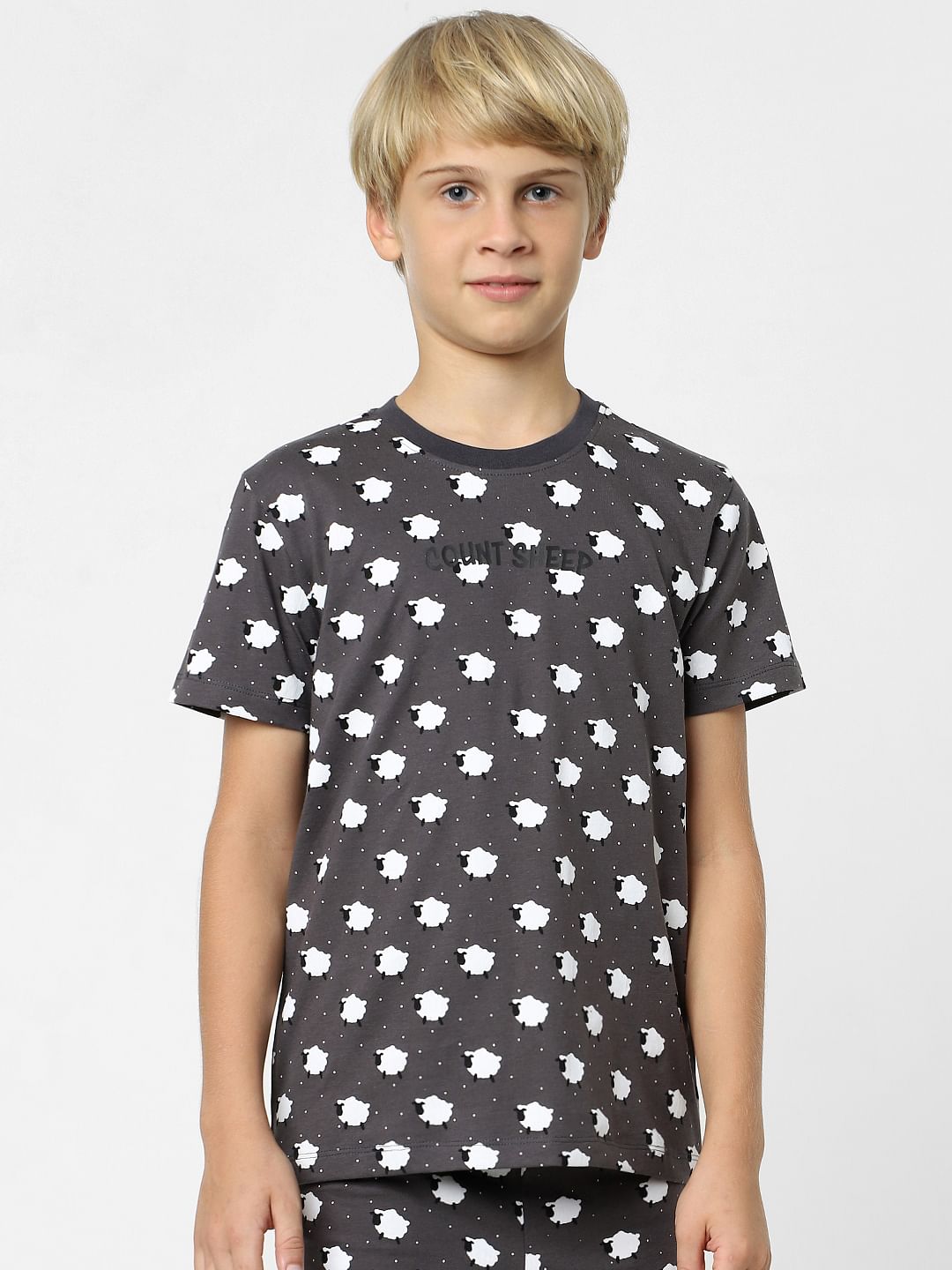 Boys Grey T-shirt & Shorts Sleepwear Set