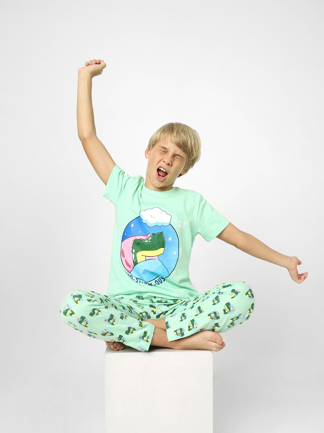 Boys Blue T-shirt & Pyjama Night-Suit Set - 4/5Y