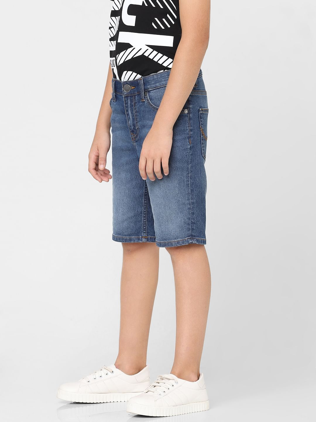 Boys Blue Mid Rise Denim Shorts