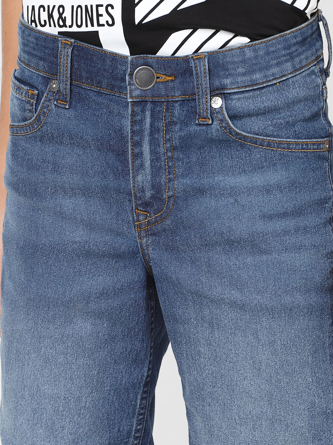 Boys Blue Mid Rise Denim Shorts