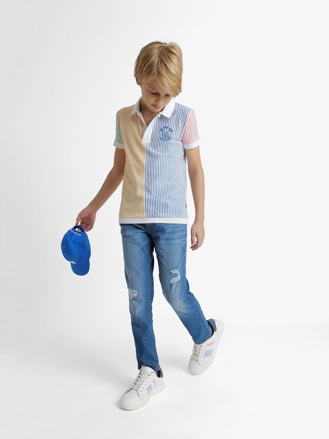 Yellow Striped Polo Neck T-shirt - 4/5Y