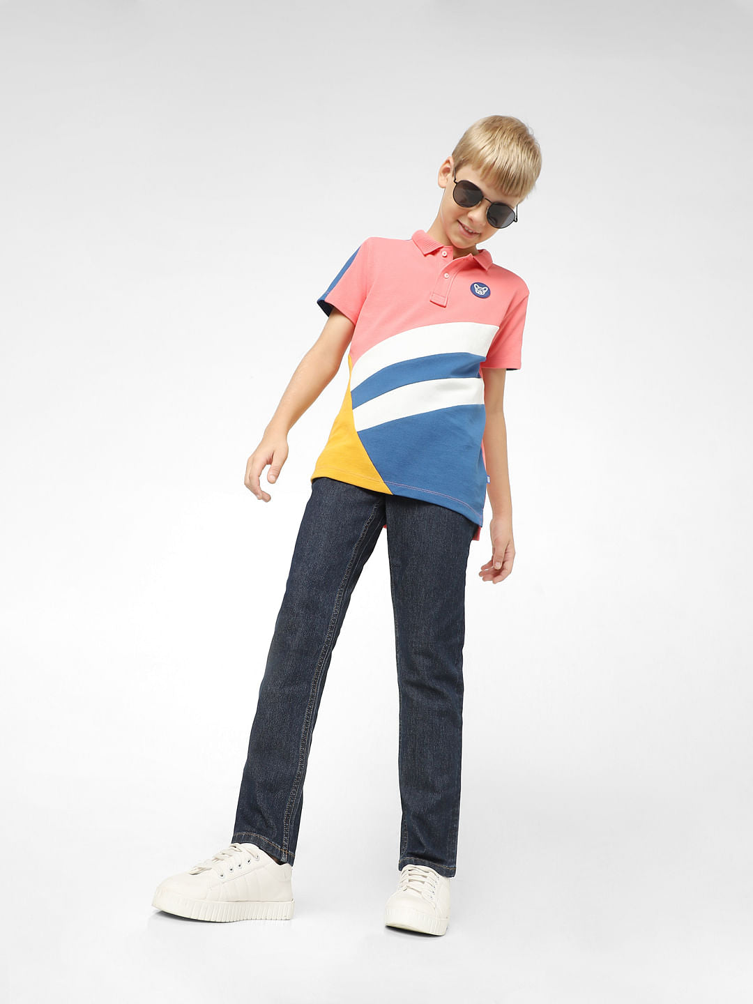 Boys Dark Blue Mid Rise Slim Fit Jeans - 4/5Y