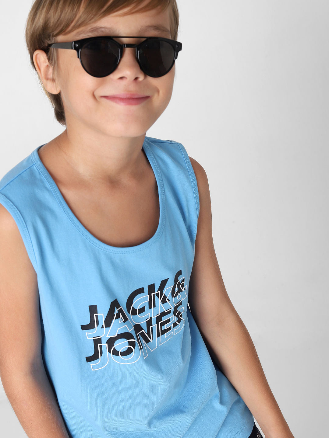 BOYS Blue Logo Print T-shirt Vest - 4/5Y