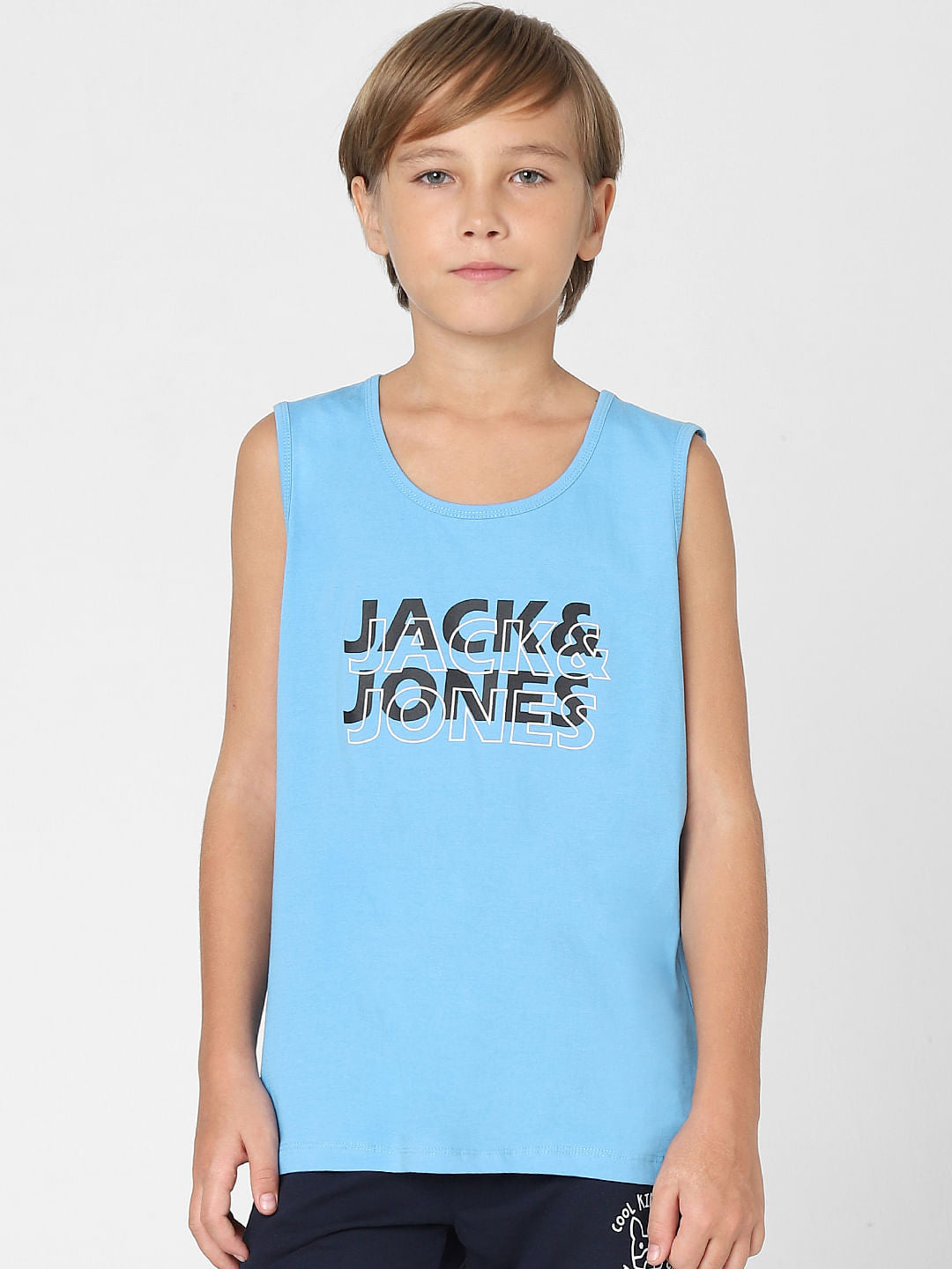 BOYS Blue Logo Print T-shirt Vest