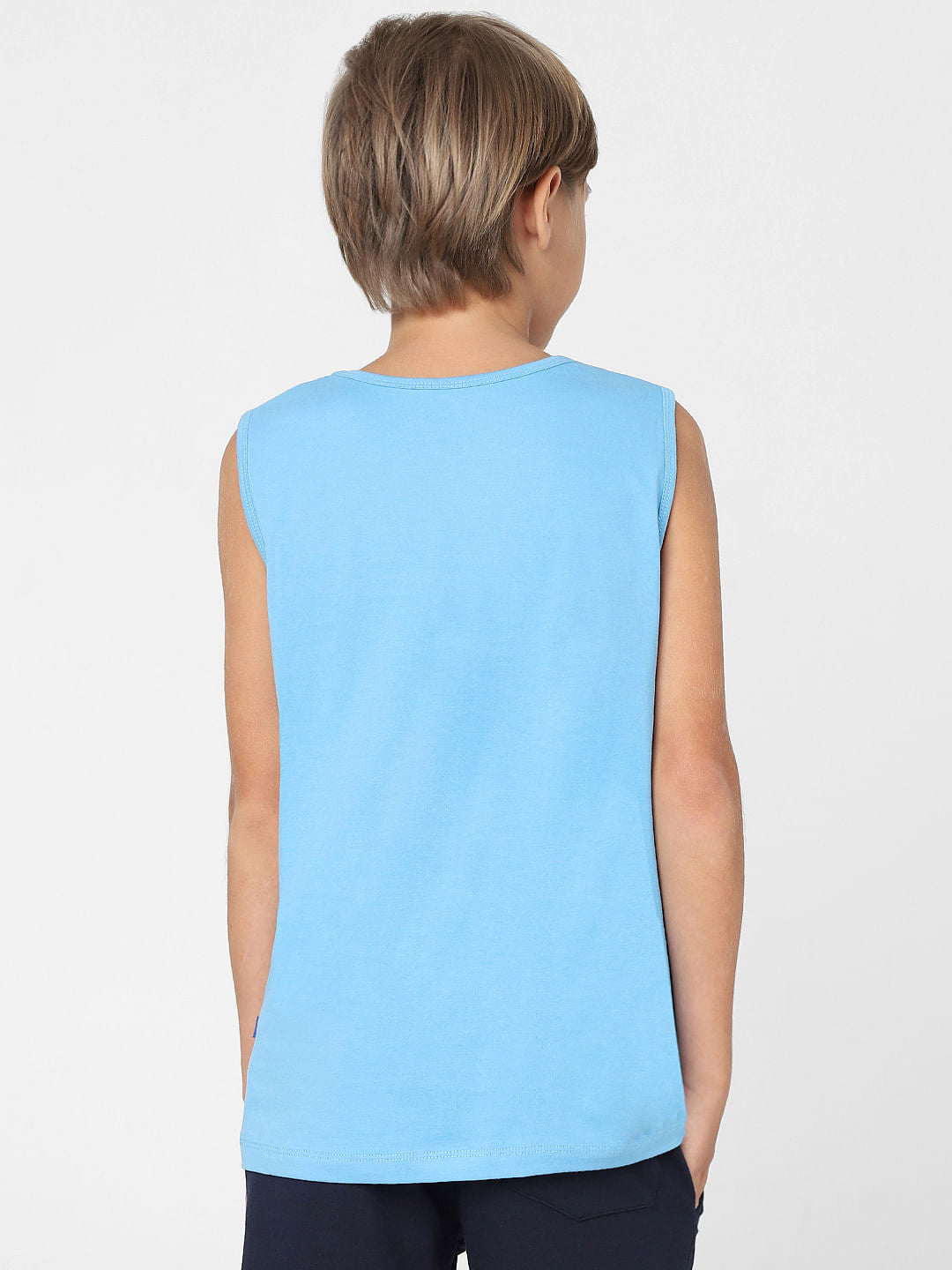 BOYS Blue Logo Print T-shirt Vest