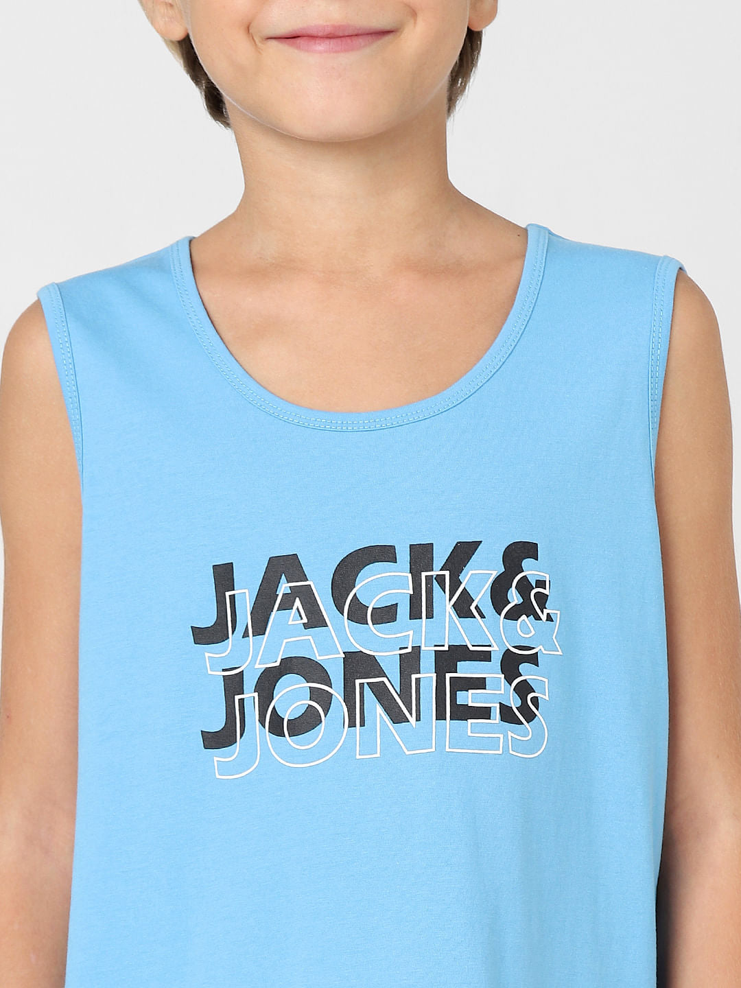 BOYS Blue Logo Print T-shirt Vest