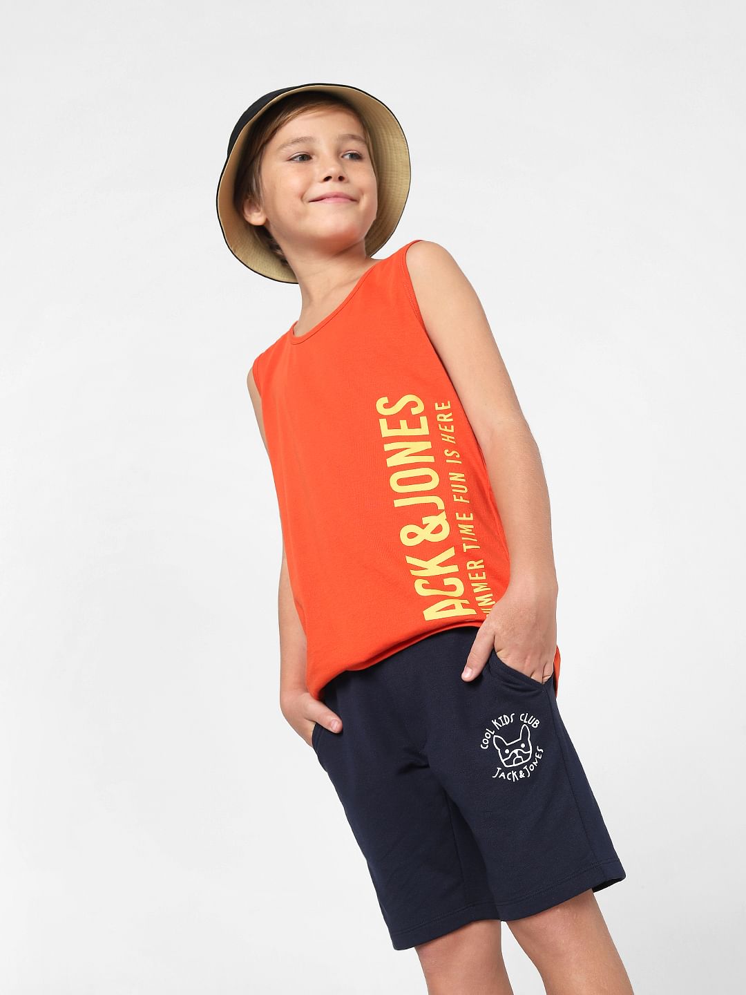 BOYS Red Logo Print T-shirt Vest - 4/5Y