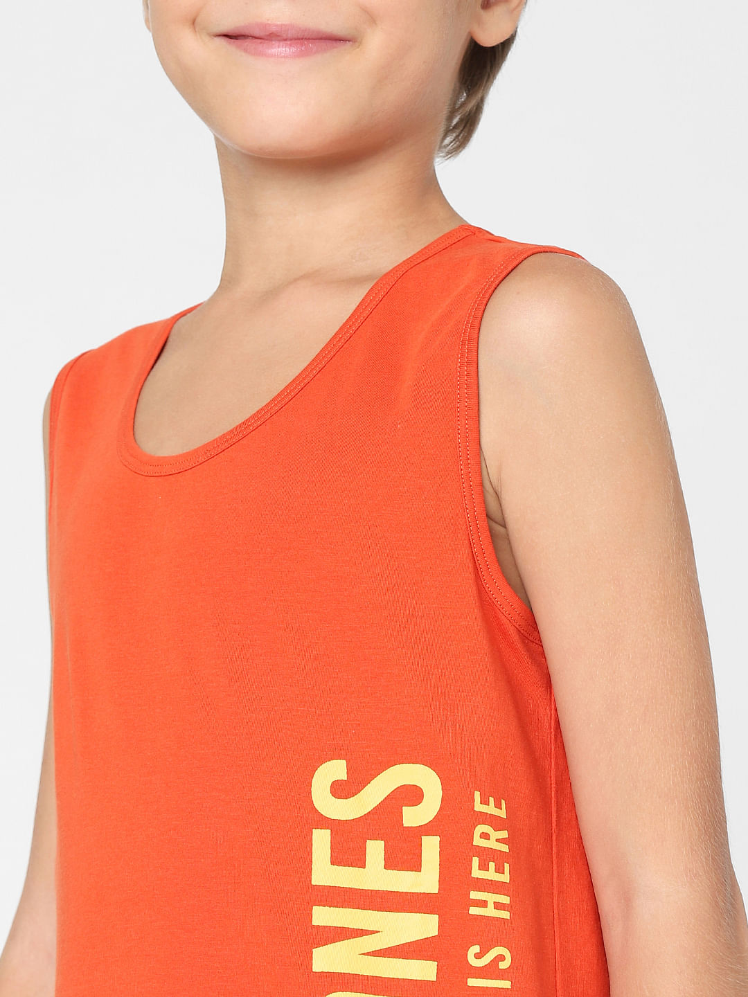 BOYS Red Logo Print T-shirt Vest