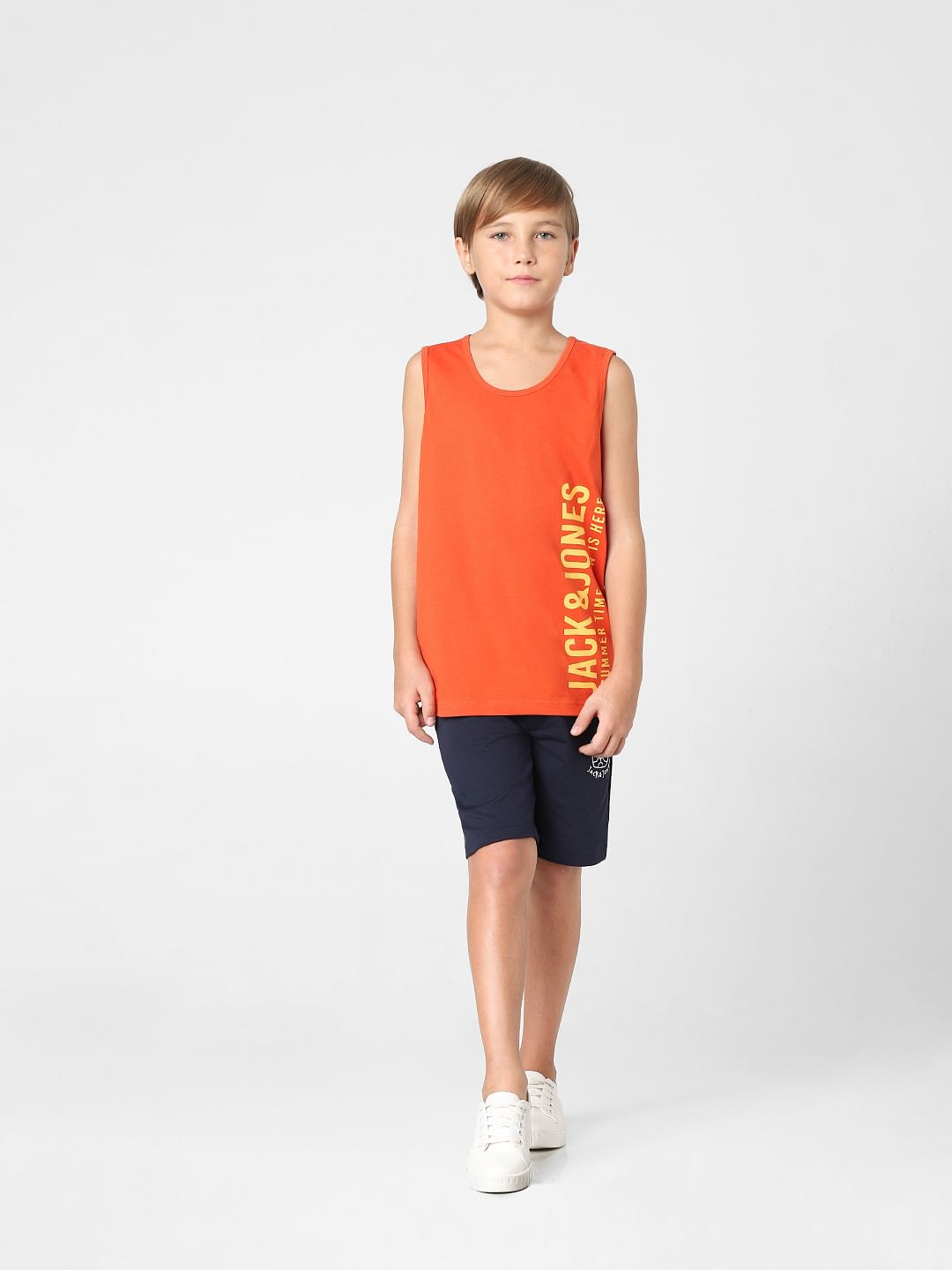 BOYS Red Logo Print T-shirt Vest