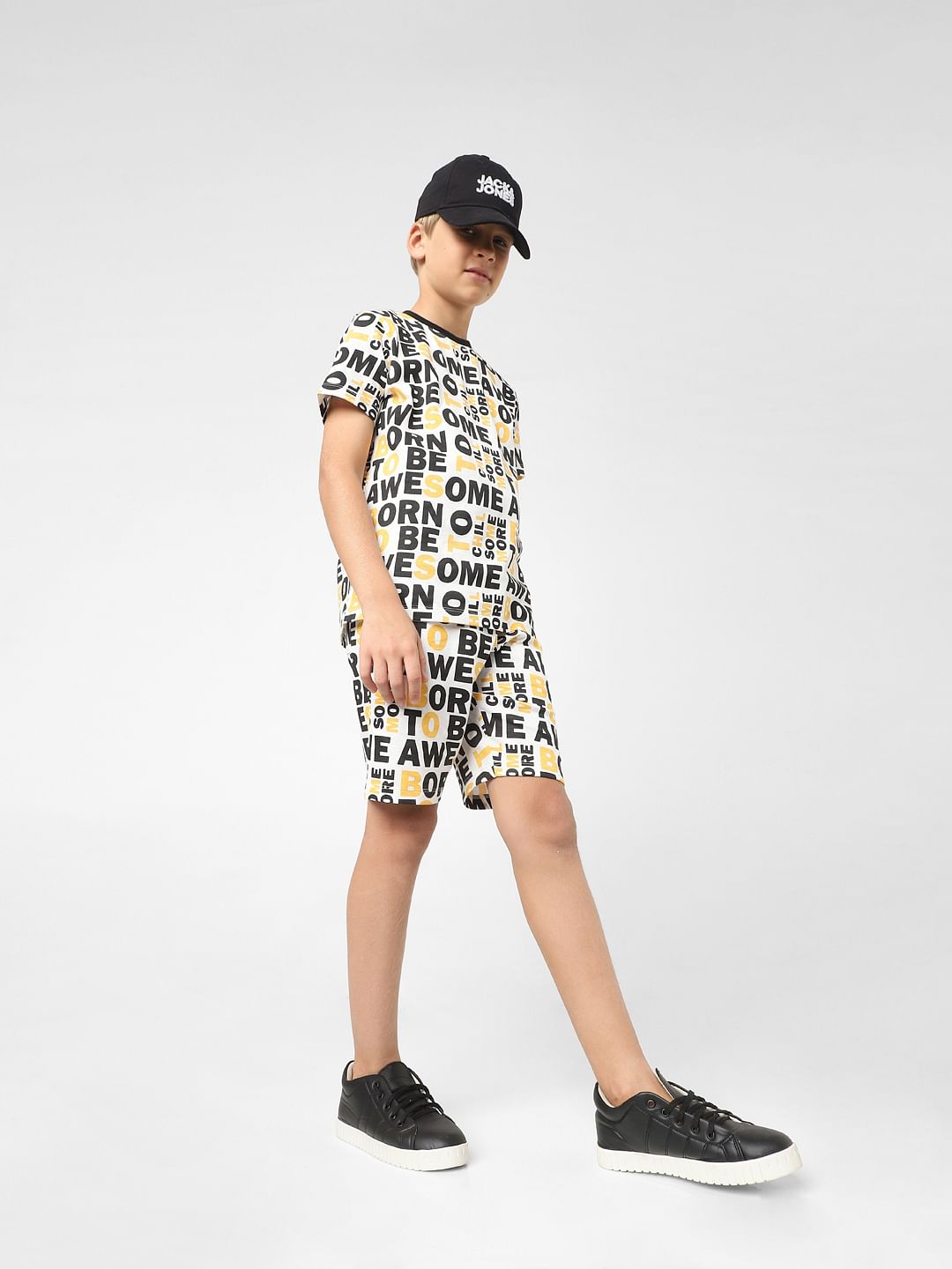 White Printed Co-ord Sweatshorts - 4/5Y