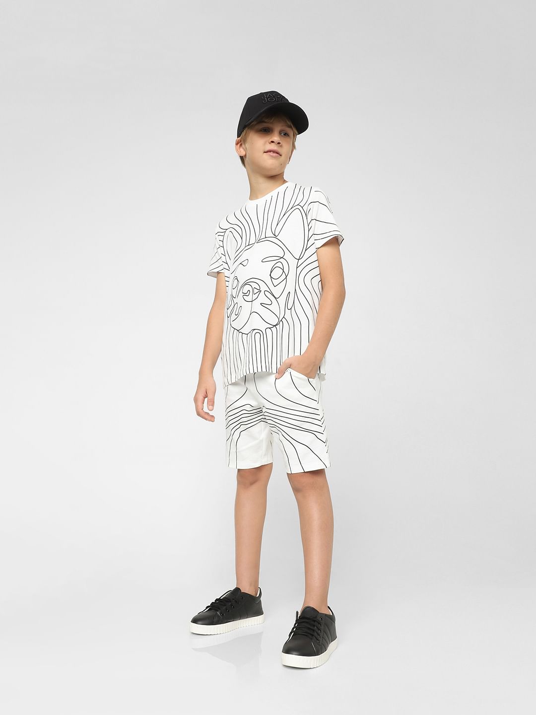 Boys White Printed Co-ord Shorts - 9/10Y